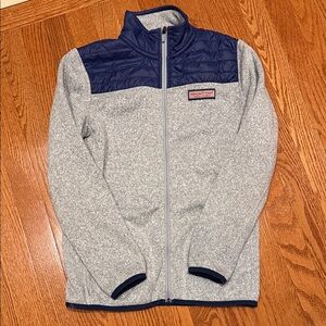 Vineyard Vines Kids Navy and Gray Puffer Fleece Jacket size L (16)